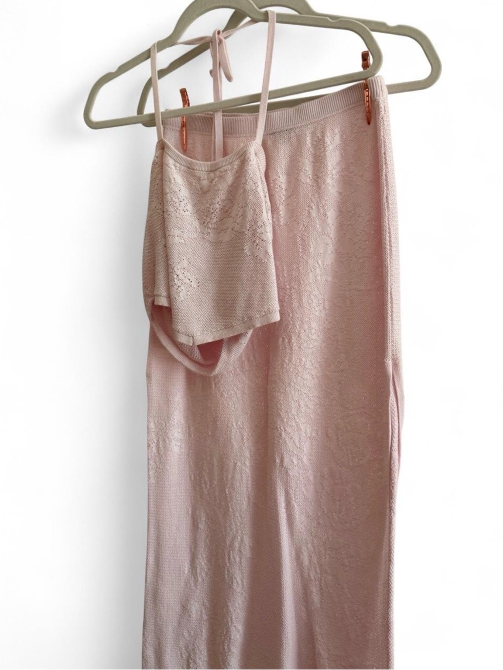 Wild Fable Blush Pink Knit Halter Top & Maxi Skirt Set